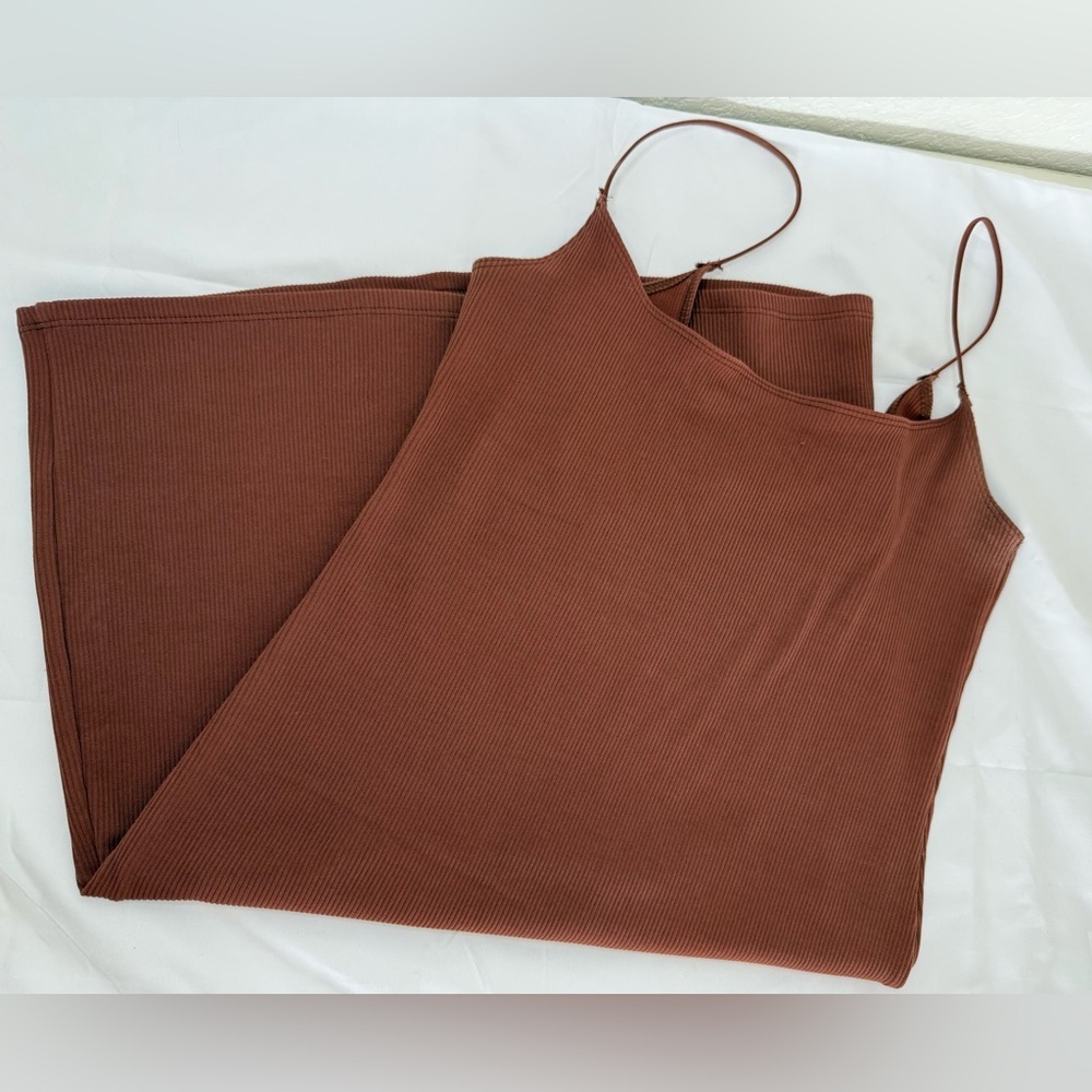 Abercrombie & Fitch Rust Orange Ribbed Spaghetti Strap Slip Mini Dress | Size M